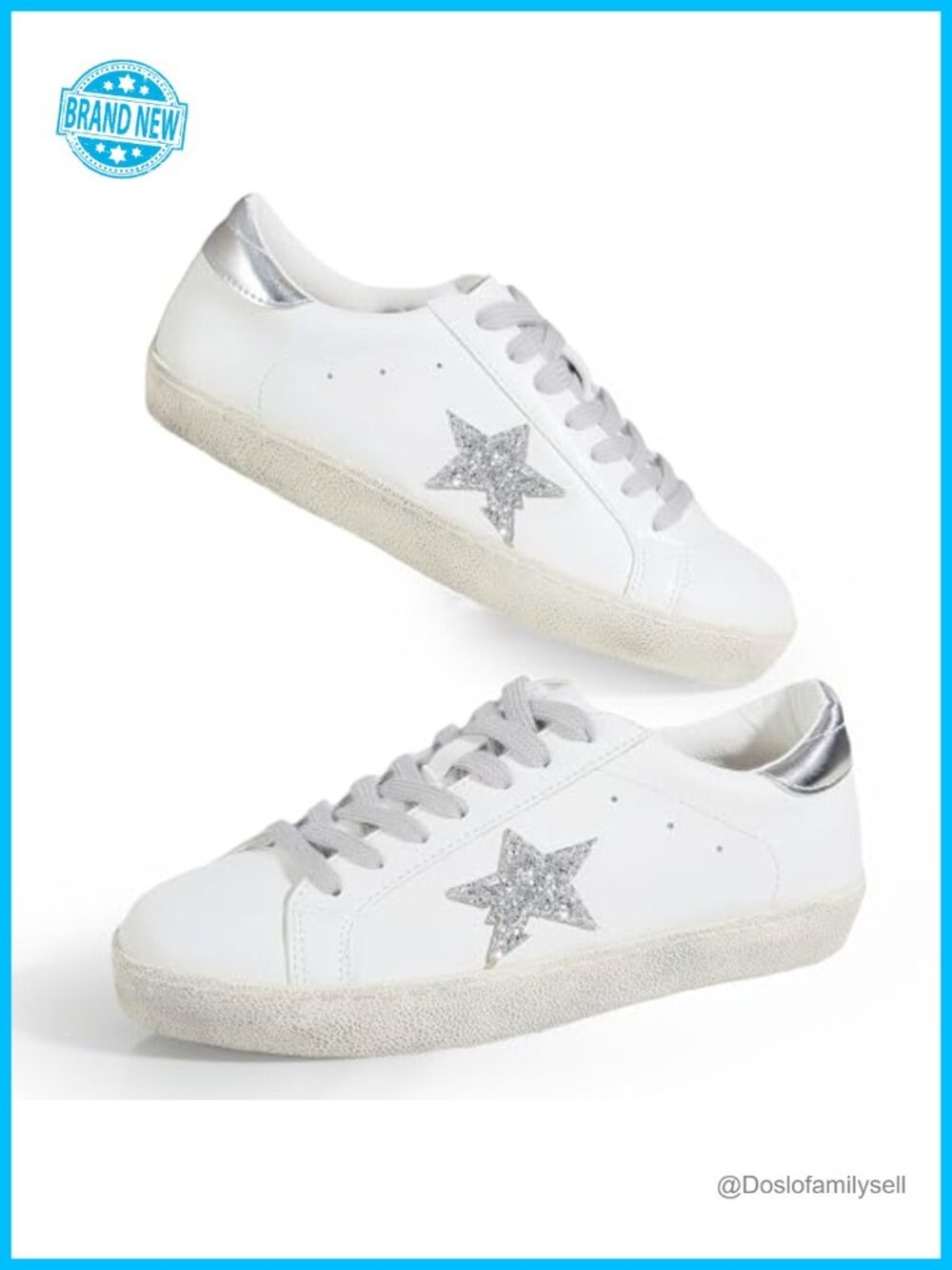 Glitter Sneakers for Women Sparkly Bling Star Sequin Low Top Platform Faux